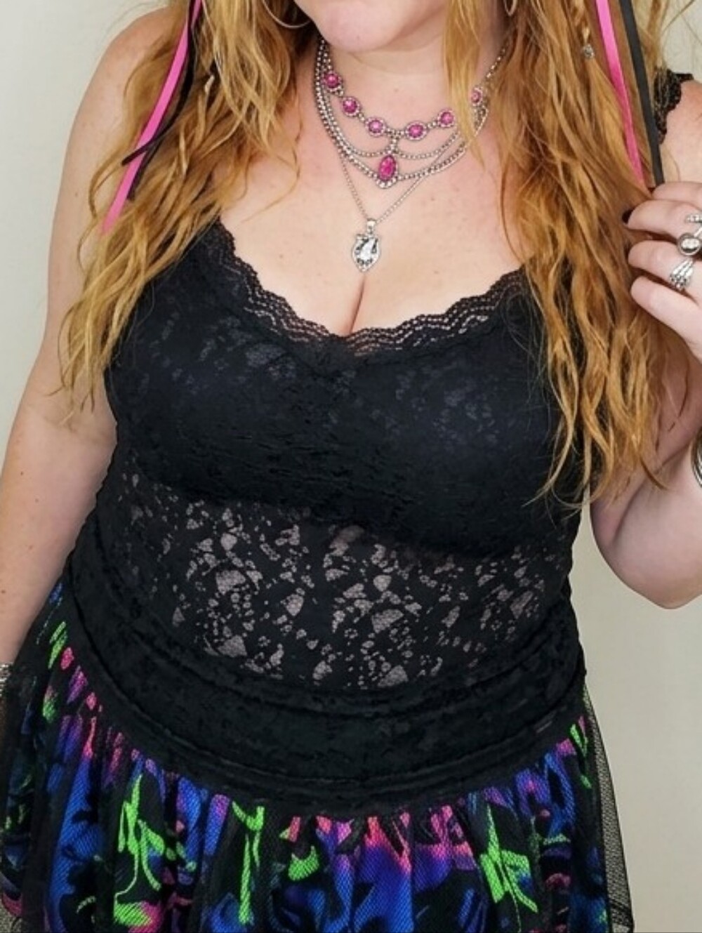 DKNY Black Lace Camisole Tank Top, Goth, Dark Coquette, Fairycore